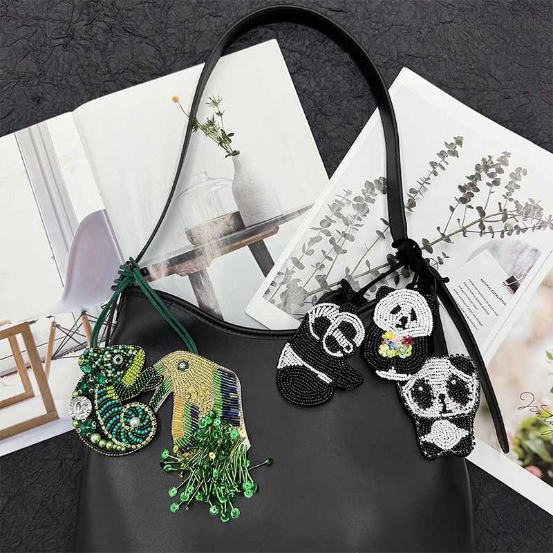 Handmade Beaded Animal Keychains Cute Panda Squirrel Parrot Hanging Rope Patch For Bag Decor Lanyard Pendant Bag Accessories W250604
