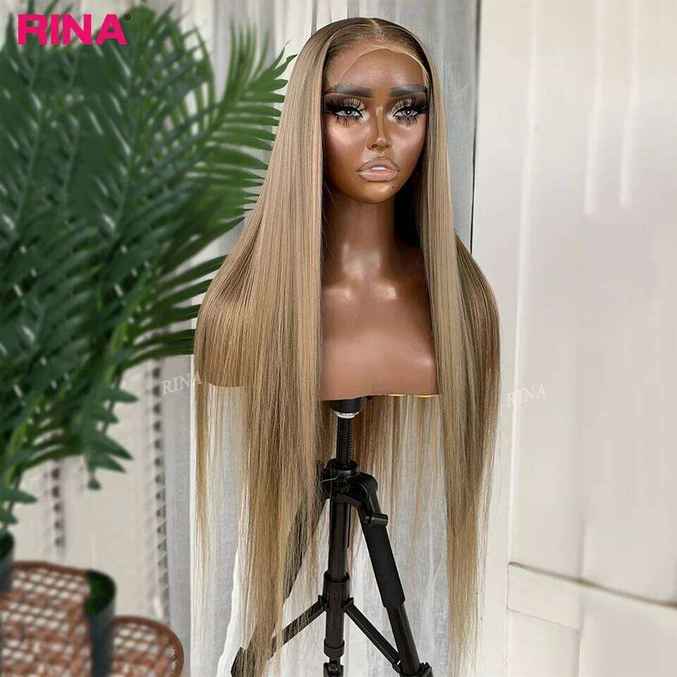 Ombre 13X6 13X4 Transparent Frontal Straight Blonde with 1B Roots Human Hair Lace Front 5X5 Closure Wig
