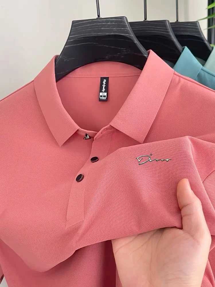 New 2025 Mens Short Sleeve Polo Shirt Summer Fashion High-end Golf Silk Leisure Business Hot Selling T-shirt T250604