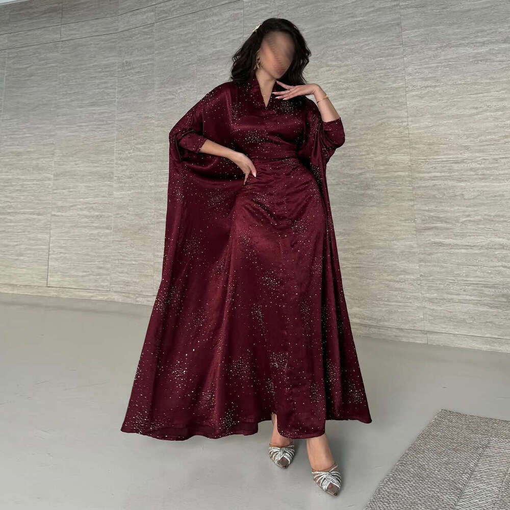 Mq180 Muslim Modest Women's Clothing Arab Fashion Abaya Exquisite Rhinestone Pullover Robe B5