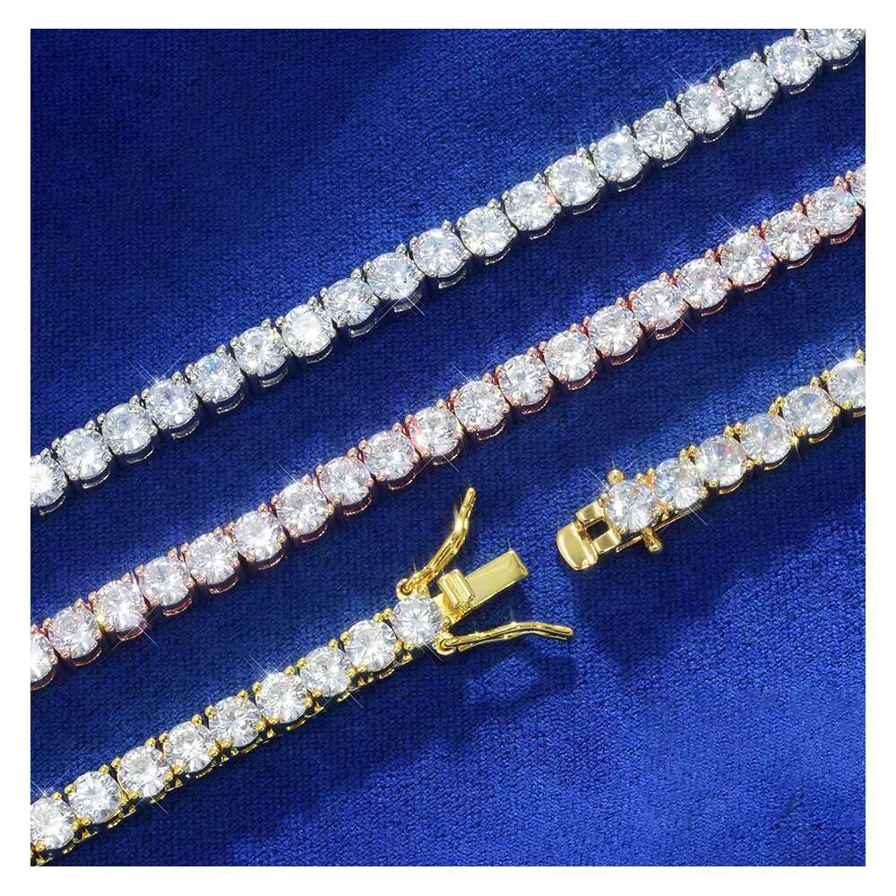 Preferential 4mm 22in 925 Sterling Silver Tennis Chain Diamond Custom Men Jewelry Necklaces Moissanite Cuban Link Chain