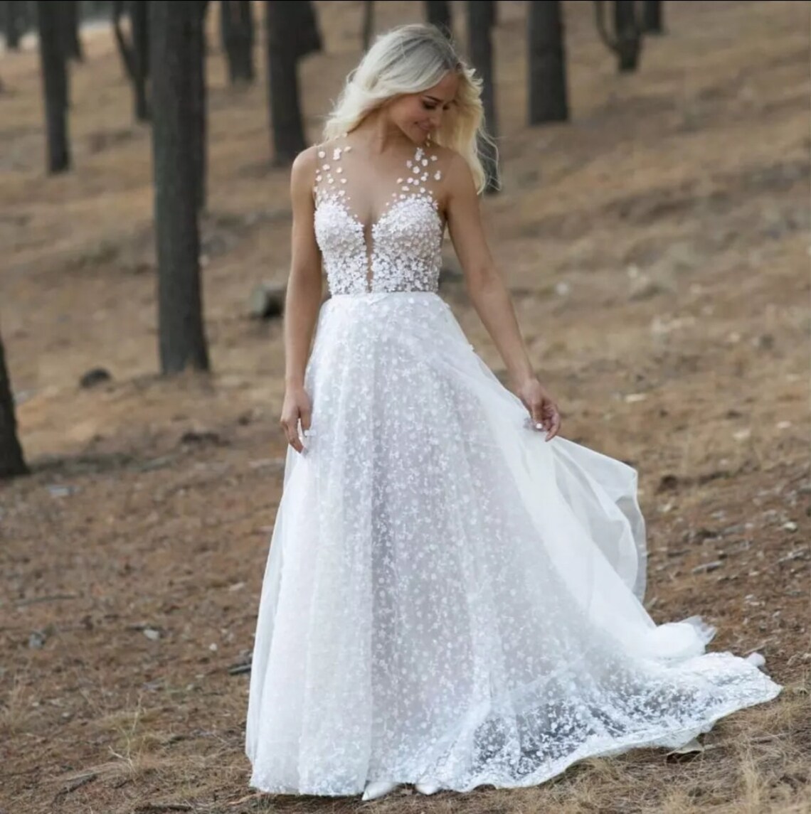 White Lace Mermaid Wedding Dresses Elegant Sheer Sleeveless Bridal Gowns Applique Second Reception Dress Vestidos De Noiva 03