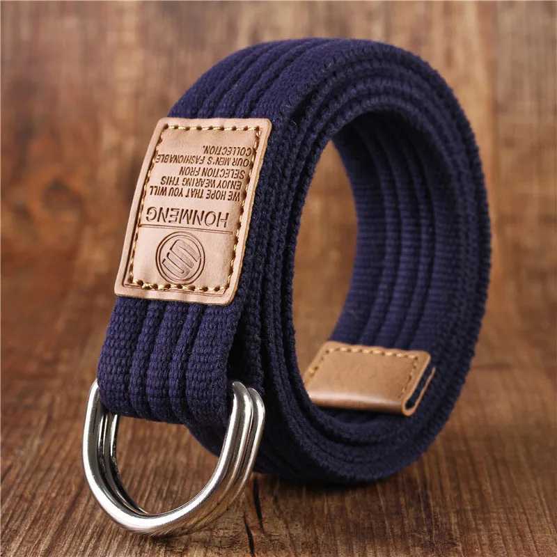 New Unisex Canvas Belt Double Ring Buckle Military Belt Army Belts Men Womens Casual Business Cowboy Pants Belt W250604