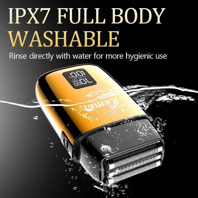 KEMEI Reciprocating 3-Blade Floating Head Mini With LCD Display And Waterproof USB Charging Electric Shaver Km-T90