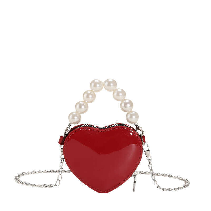 Women's New Korean Style Heart Mini Pearl Handbag Shoulder Crossbody Bag Lipstick Coin Purse