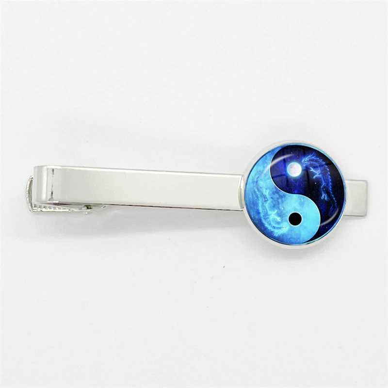 New Fashion Yin Yang Tai Chi Tie Clips Art Photo Crystal Glass Dome Jewelry Men Necktie Clip Pin Suit Accessories W250604