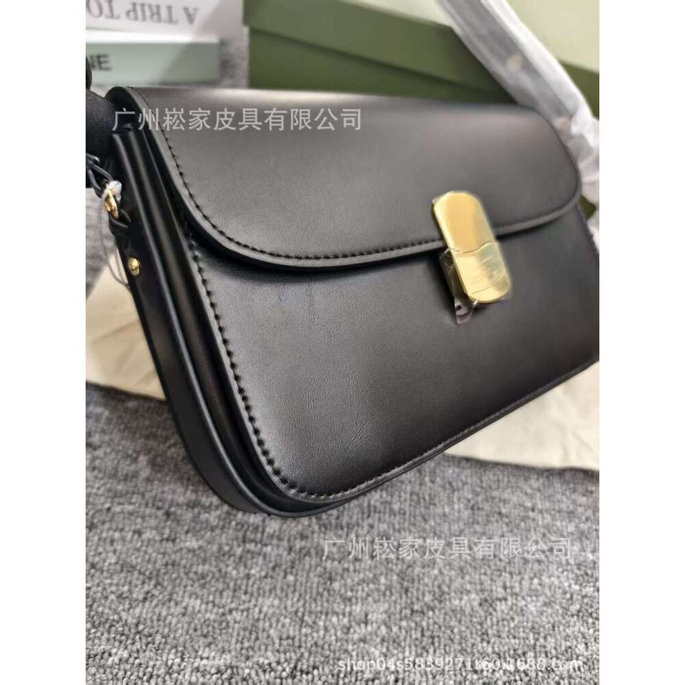 Women's Bags Designer Women's Bags Designer French Sezane Small Square Genuine Leather Melard Shoulder Tote Bag With Metal Lock