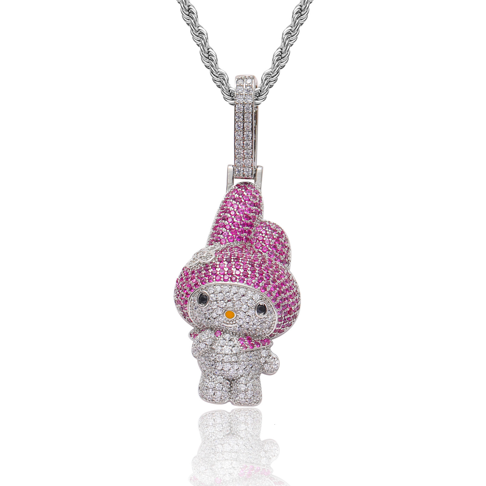 Hip-Hop Melody Tendenza Ciondolo Con Diamanti Cartone Animato Simpatico Personaggio Dei Cartoni Animati Collana Personalità Gioielli Versatili Per G-image