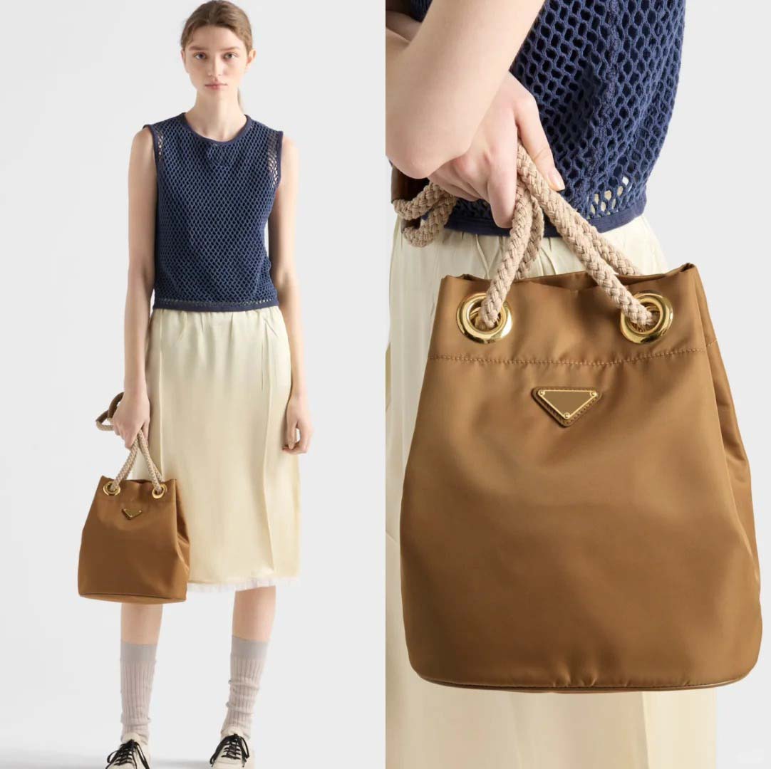 2025 new recycled nylon bucket bag fashion versatile daily commuting large capacity advanced sense ins ultra fire series bucket bag handbag shoulder bag solid color