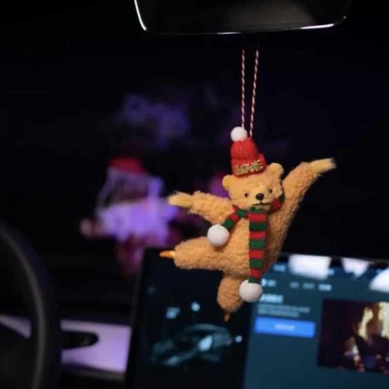 Creative Ballet Bear Car Pendants Adorable Room Pendant Cute Dancing Bear Car Decoration Bag Charm Handmade Plush Bear Keyrings W250604