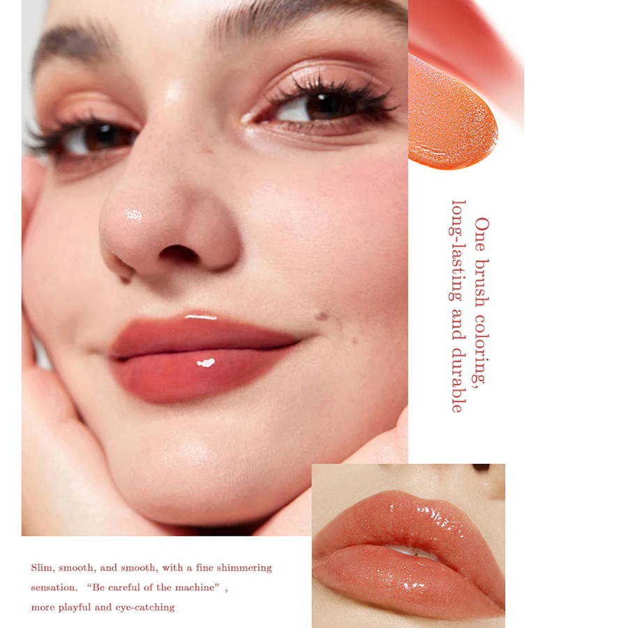 Six Colour Lip Oil, Watery Mirror Lip Glaze Set, Liquid Lipstick Moisturising Lip Gloss, Multi-Colour Lip Balm Highly Pigmented Tinted Lip Oil DH1002