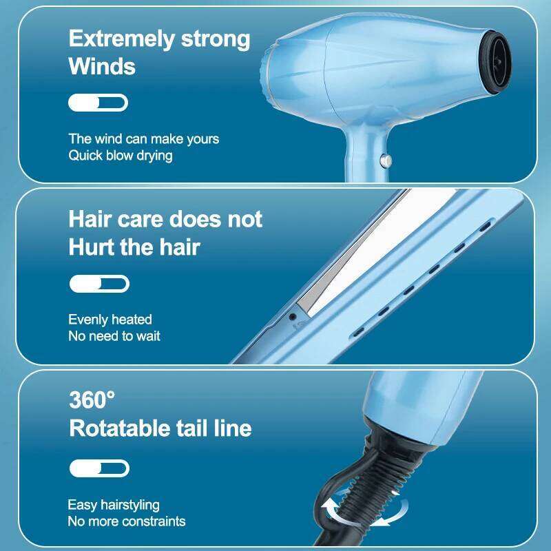 RESUXI 452 2 In 1 And 3 Level Wind Speed Set Dryer Straight Curly For Hair Flat Straightener