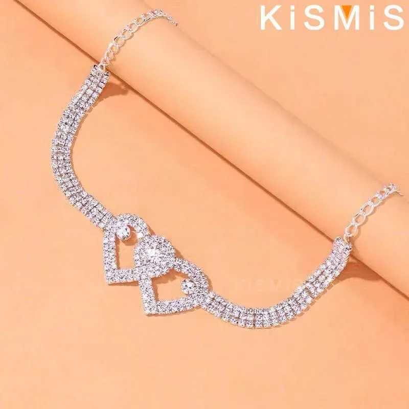 Boho Crystal Heart Anklet for Women Adjustable Rhinestone Foot Jewelry Perfect for Summer Beach Parties and Special Occasions W250604