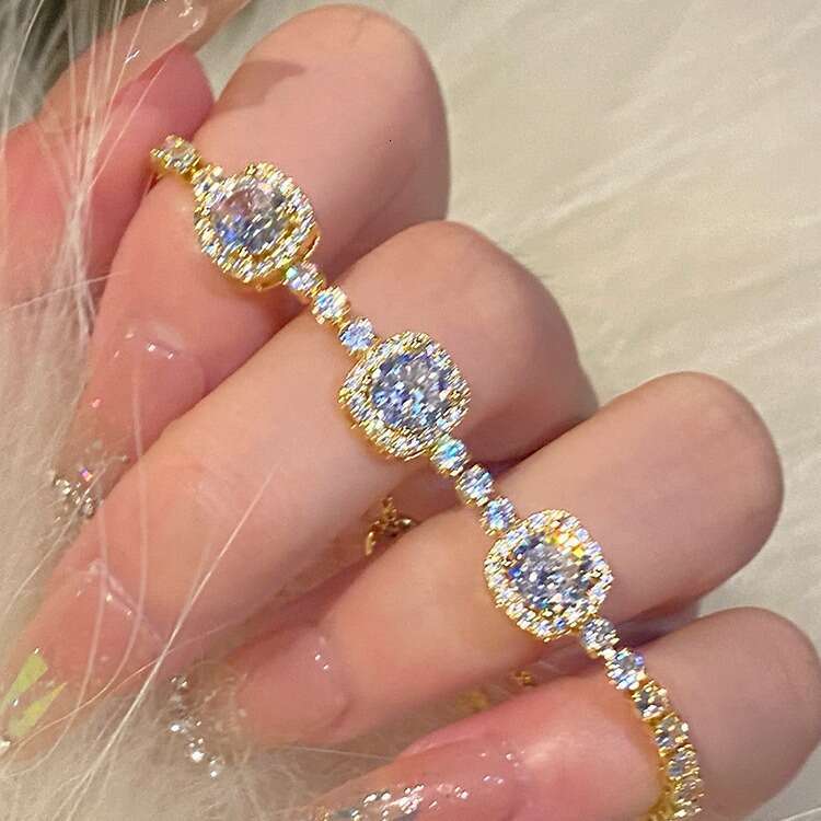 Gold Plated Zircon Square Adjustable Bracelet 2025 New Fashion Commuter Trendy Internet Celebrity Women's Jewelry