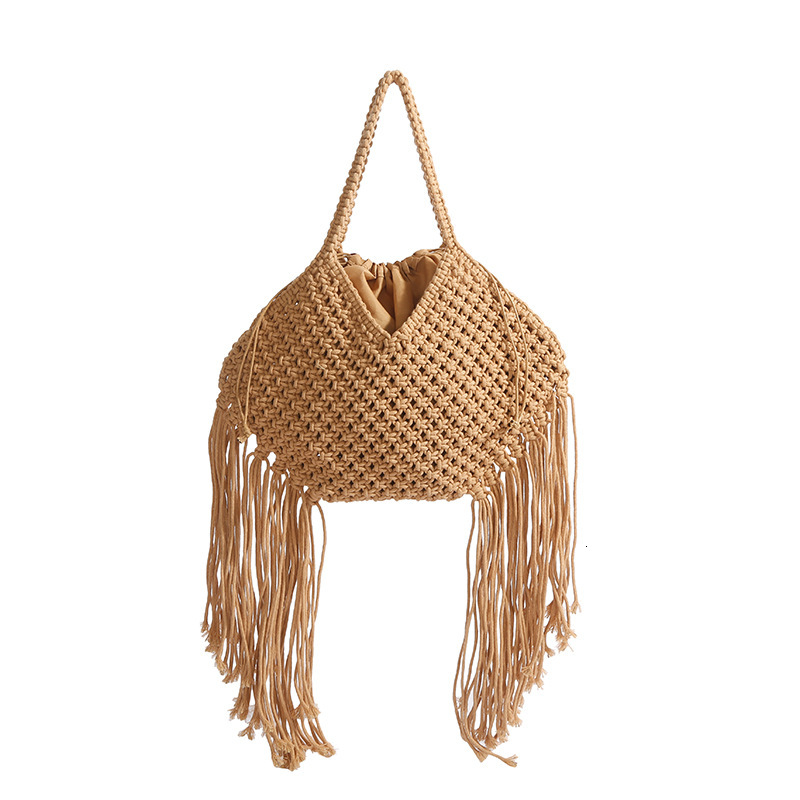 designer Vintage Tassel Bag for Women, Hollow Handwoven Beach Bag, New Commuter Shoulder Versatile Tot