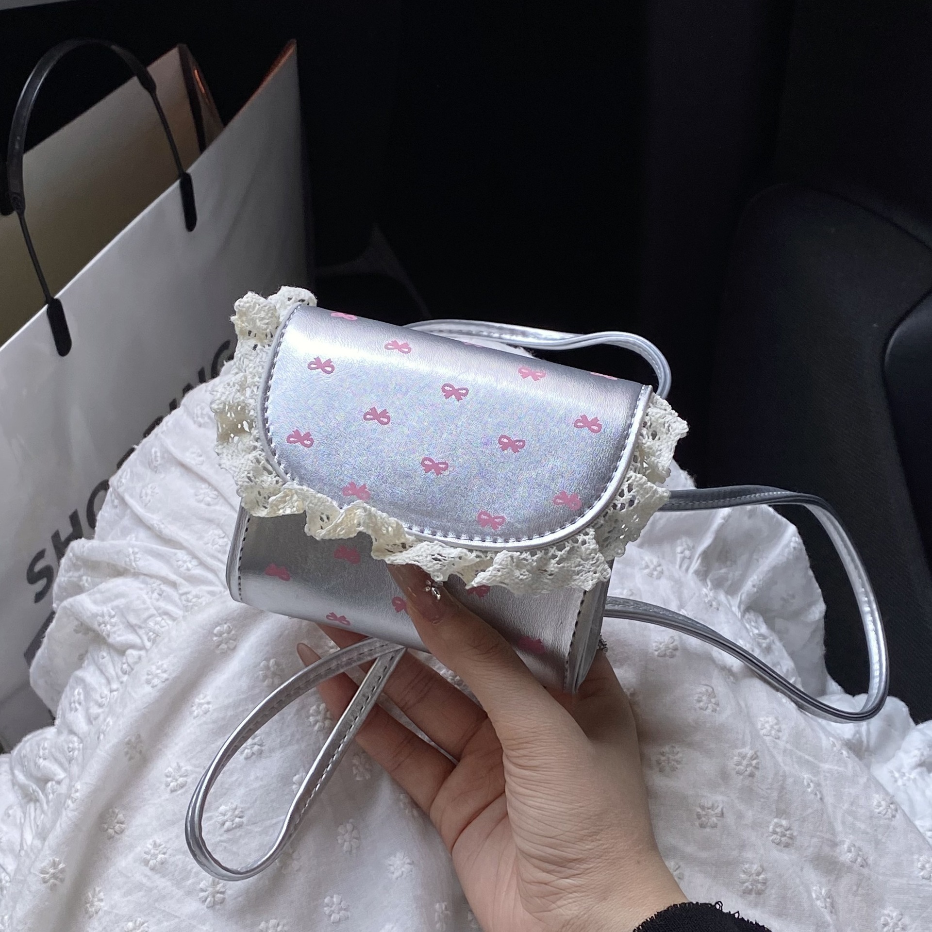 designer Mini Bag for Women Summer Niche Design Small Square Bag Lace Floral Pastoral Style Crossbody Korean Ins Shoulder Bag