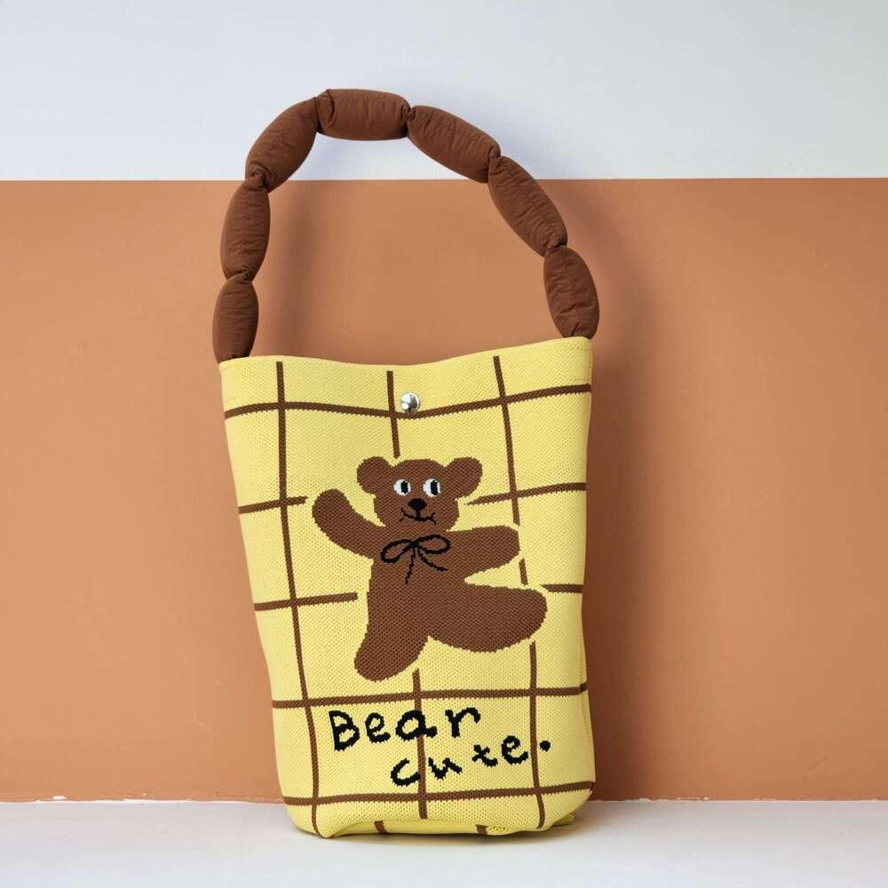 High-End Knitted Shoulder Stylish Versatile Handbag, Street Shopping Large Capacity Bag, Commuter Bucket Bag