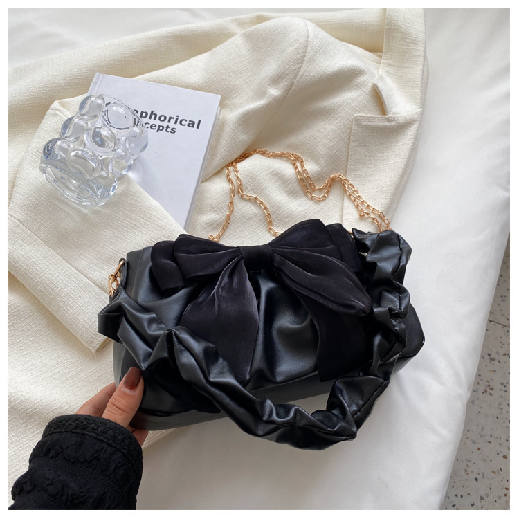 High quality brand new high-quality free designer bag bow tie new chain shoulder and armpit bag multifunctional pleated sloping body brand new free de