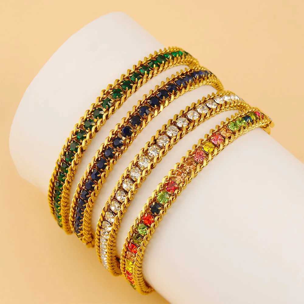 New Arrival ZMZY Gold Color Womens Cubic Zirconia Stainless Steel Bracelet Adjustable Link Lightweight Non Tarnish Iced Out Chain Bracelet V250605