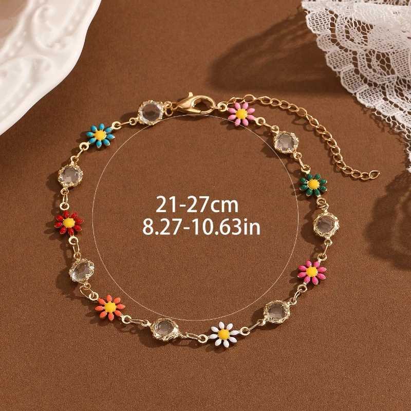 Fashion Summer Jewelry Flowers Crystal Anklet for Women Niche Premium Vintage Anklets Girlfriend Gift Mothers Day Gift W250604