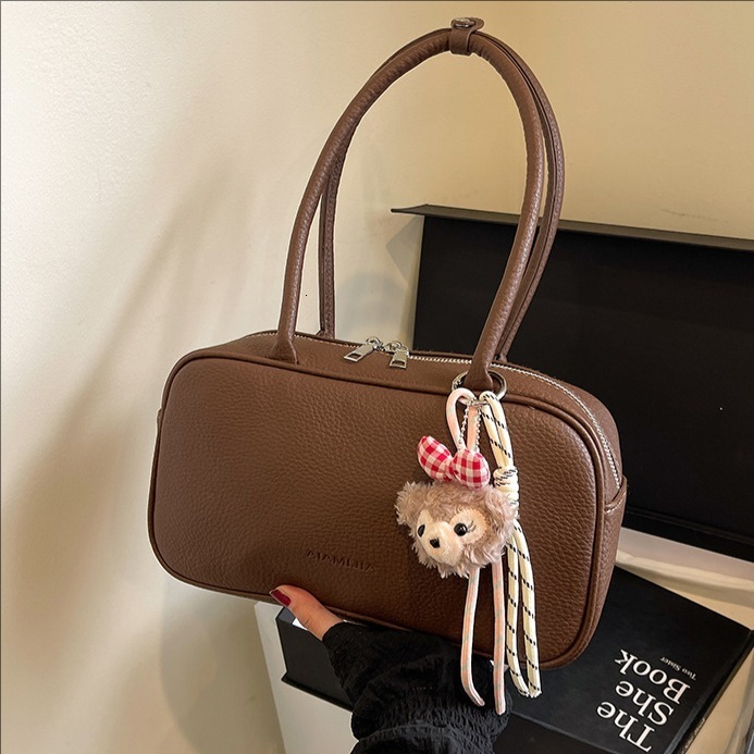 designer Korean Niche Handheld Bowling Ball Bag for Women 2025 New High-end Retro Versatile Shoulder Underarm Bag Trend