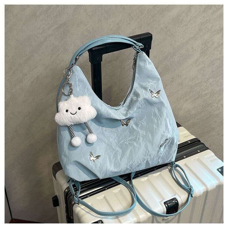 Women's Large Capacity Butterfly Decor Shoulder 2025 New Fashion Commuter Backpack Multi-use Tote Bag