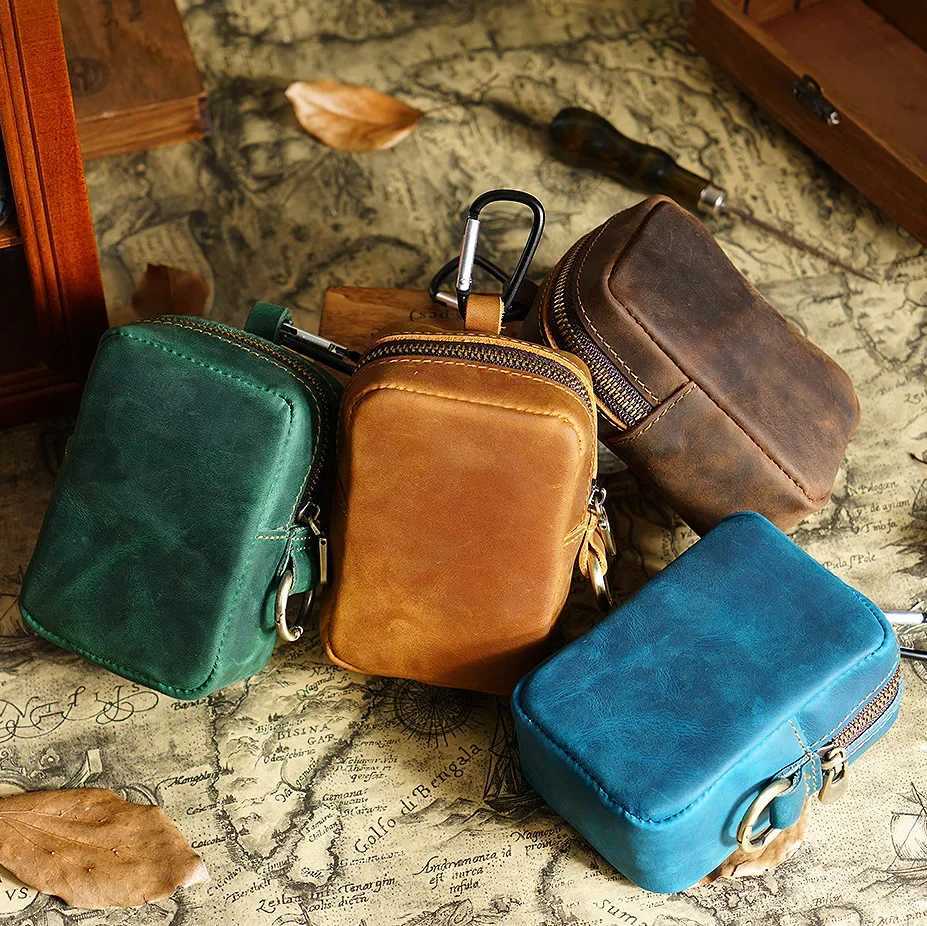 Fanny Waist Bag Men Genuine Leather Belt Waist Pack Clasp Type Leg Hip Packs for Men Cigarette Lighter Box Case Outdoor Pouch bag W250604