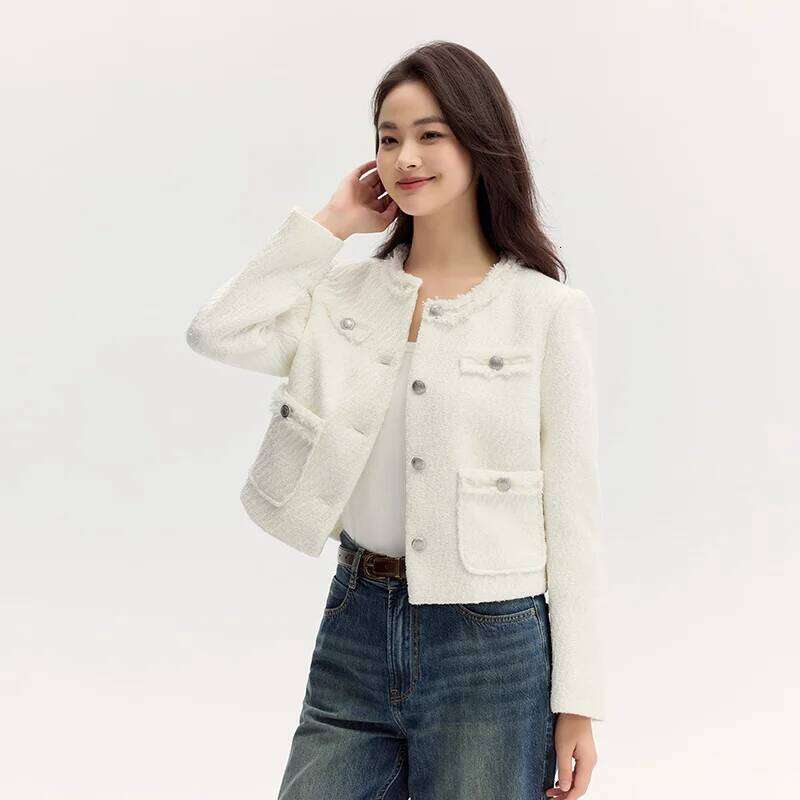 Semir Coat Women Short-Sleeved Shoulder Padding Tassel Elegant Gentle New Petit Charcoal Style Slim Fit Jacket