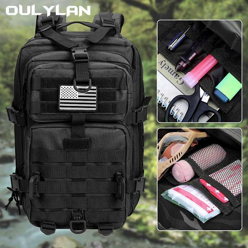 Oulylan Mens Outdoor Sports Waterproof Backpack Hiking Bag Camping MOLLE Expansion Tactical Shoulder Backpack W250603