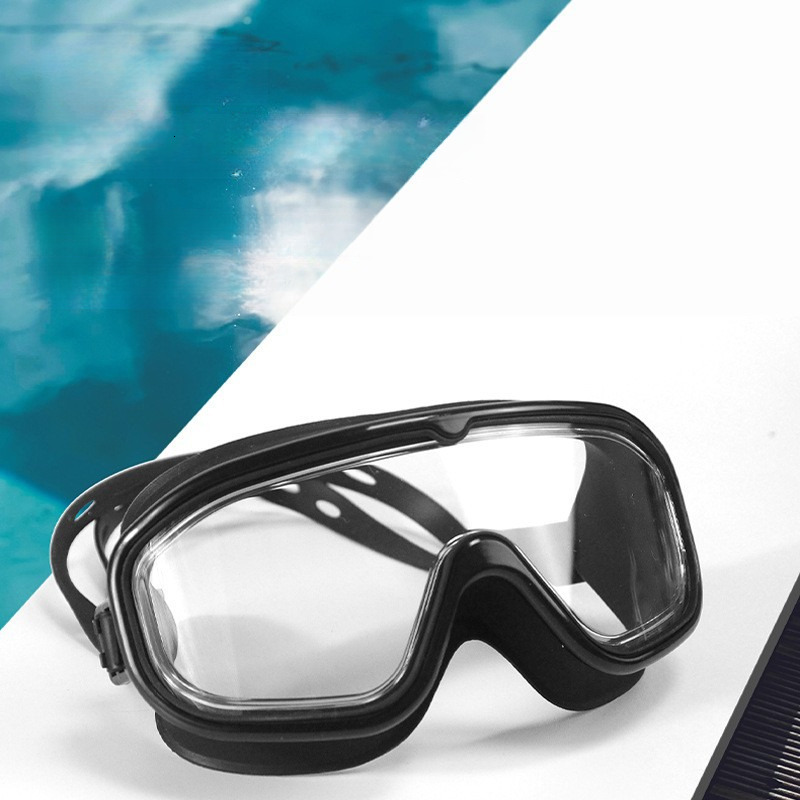 Waterproof Anti-Fog HD Children's Large Frame Silicone Swimming Goggles and Cap Set