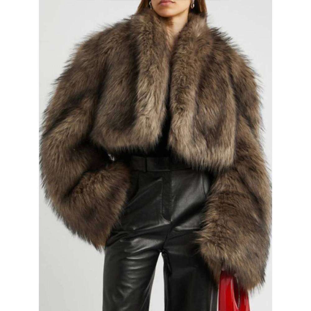 Vintage Faux Short Coats Women Retro Thick Large Cuffs Button Solid Fur Coat Female Winter Warm Chic High Street Outwear luanyun