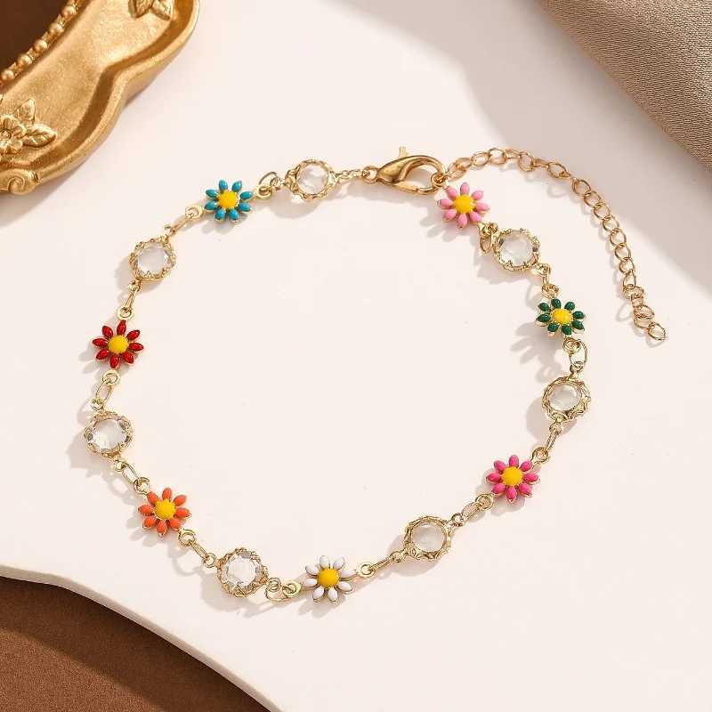Fashion Summer Jewelry Flowers Crystal Anklet for Women Niche Premium Vintage Anklets Girlfriend Gift Mothers Day Gift W250604