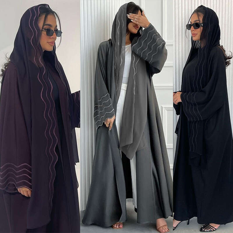 Mq084 Autumn Arab Dubai Turkey Abaya Exquisite Embroidery Jacket With Headscarf Two Pieces B5
