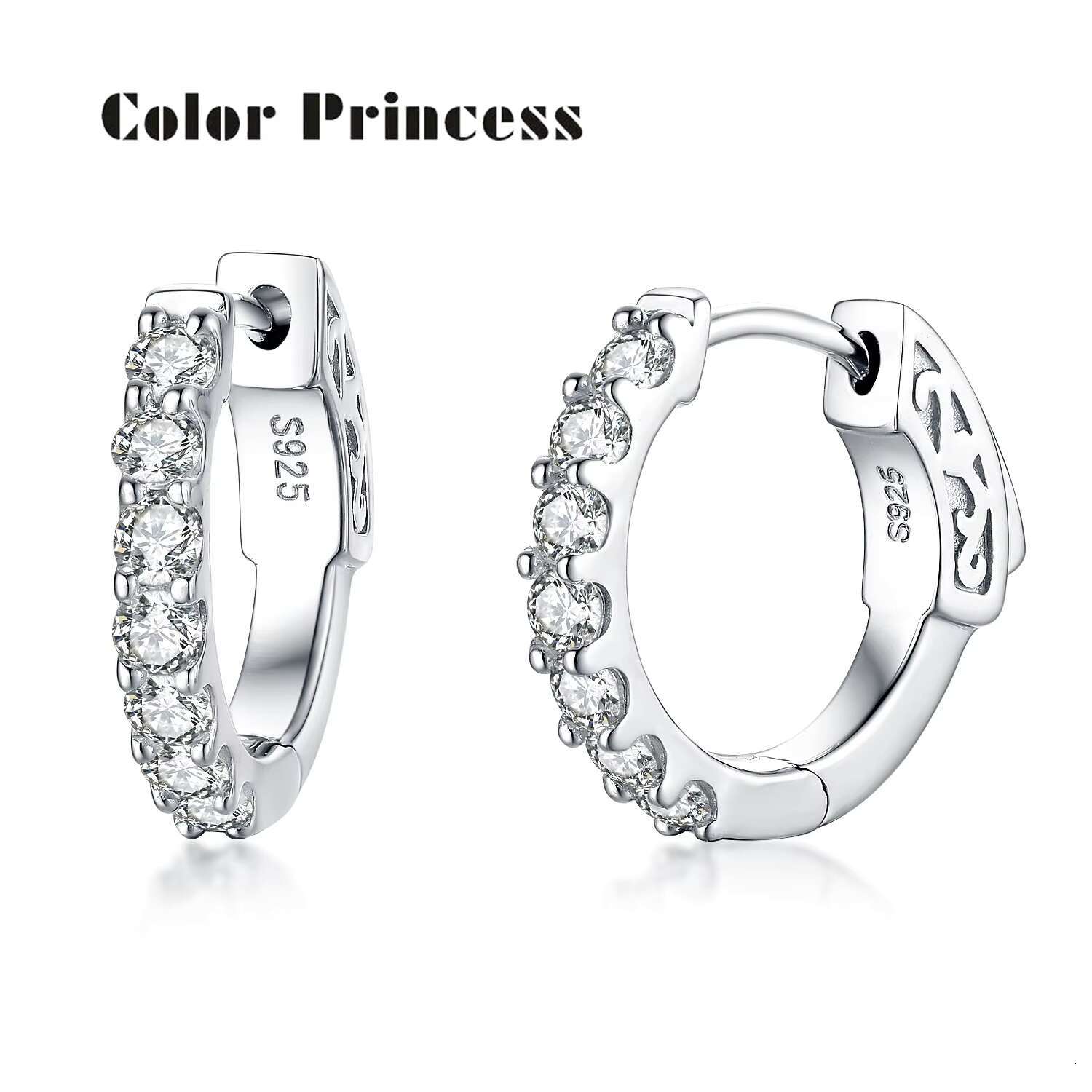 925 Sterling silver small moissanite earrings; minimalist jewelry gift; moissanite mini hoop earrings.