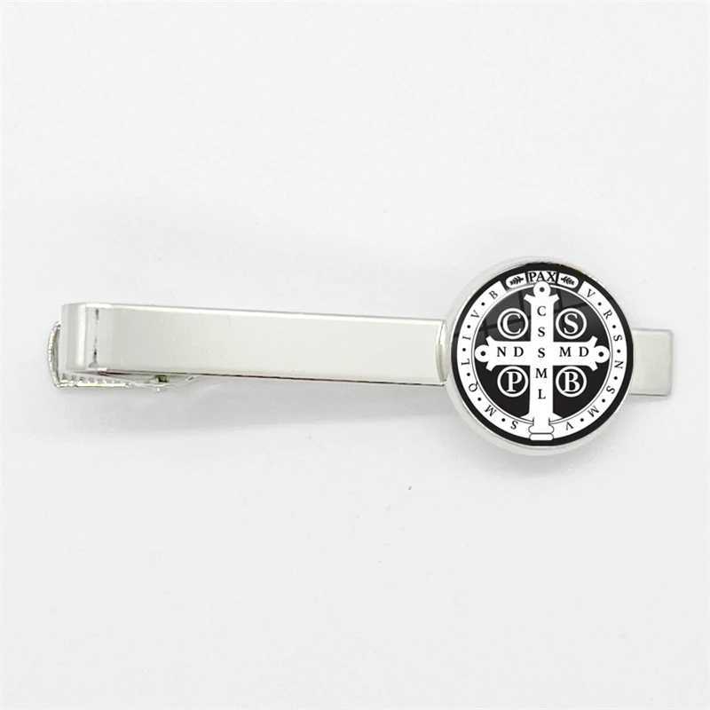 Saint Benedict Medal Tie Clip Catholic San Benito High Quality Clip Round Handmade Jewelry Glass Gem Clips Gift W250604