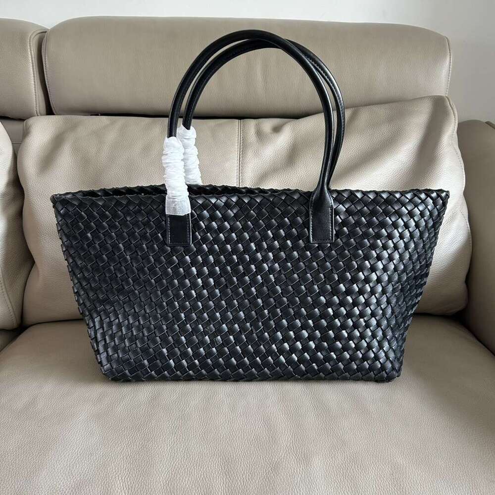 Woven Bag Leather Autumn Winter Genuine Leather Woven Large Capacity Mother And Child Tote Handheld Shoulder Underarm Grocery Basket Mommy Bag Soft Wo