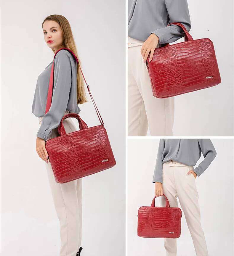 Crocodile Pattern Leather Women Handbags Lady Large Capacity 15.6 Inch Laptop Bag Business Briefcase Shoulder Bags 2023 New