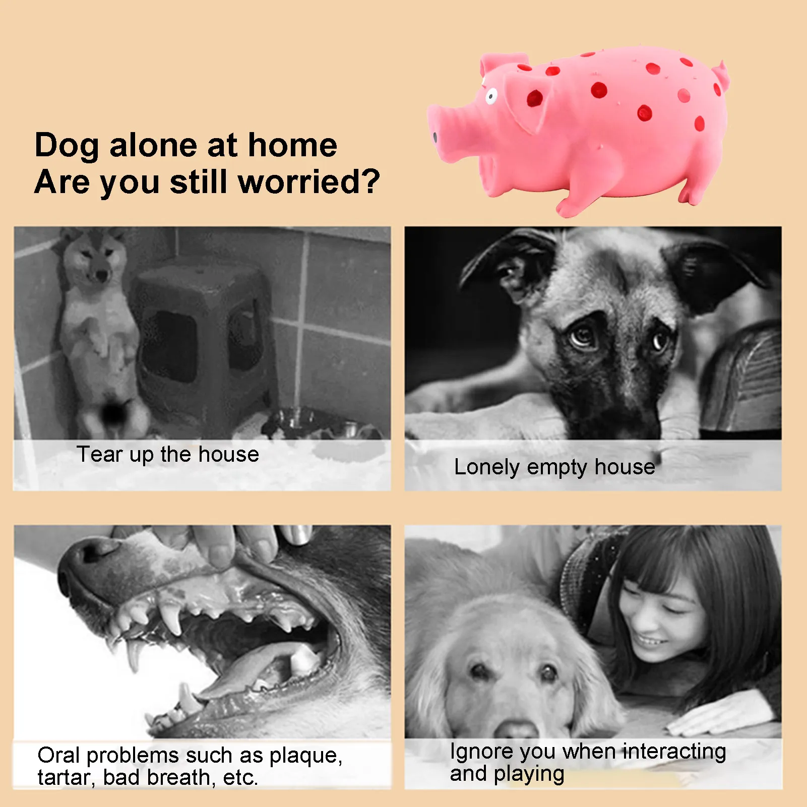 Latex Chewing Pig Dog Toys Bite-Resistant Grunting Oinks Squeaker Pet Teeth Cleaning Supplies Interactive Toys Dog Accessories 2pcs/Pack