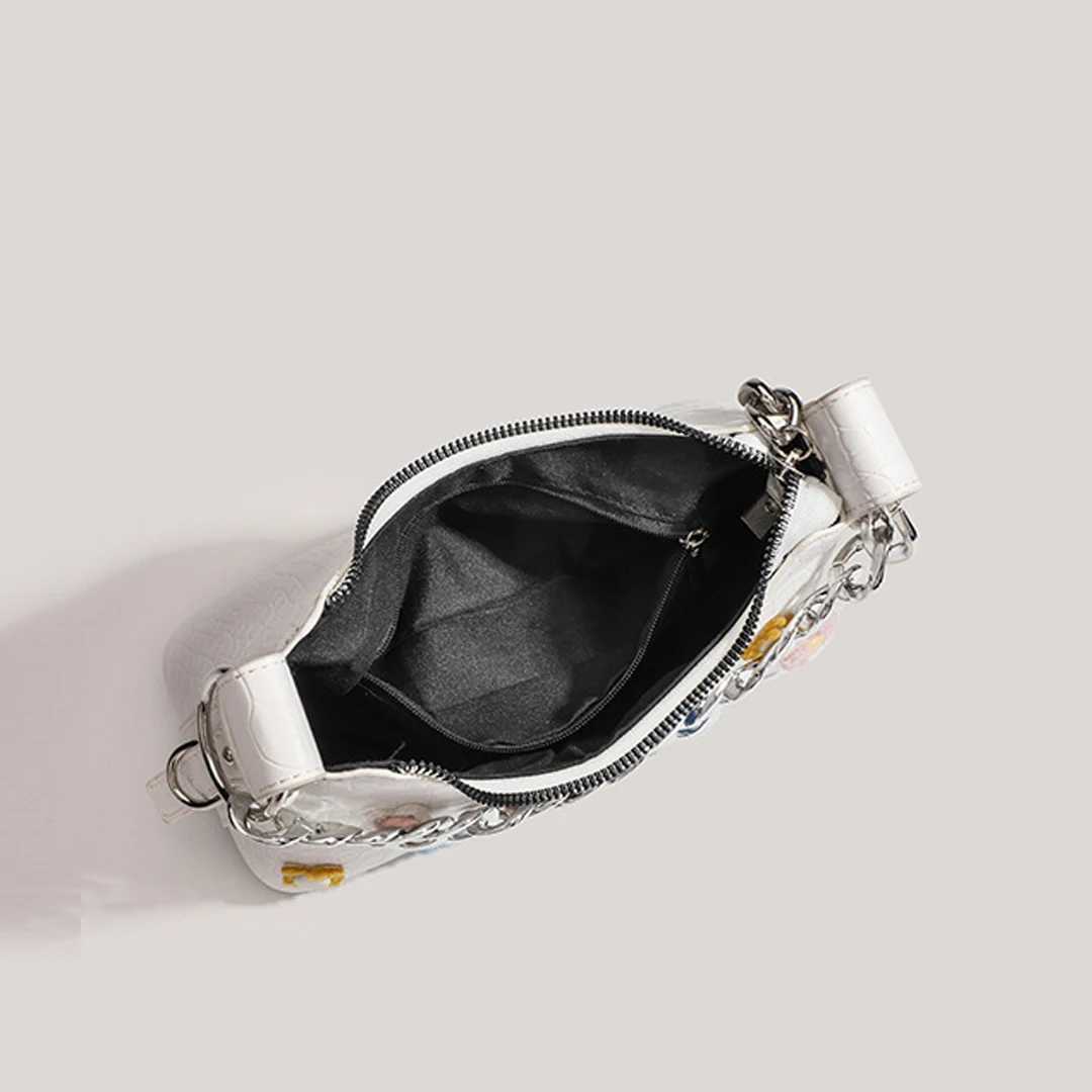 2025 New Crocodile Pattern French Toast Bag Fashion Flower Embroidery Chain Shoulder Bag Womens Shoulder Cross-Body Bag XJ250604