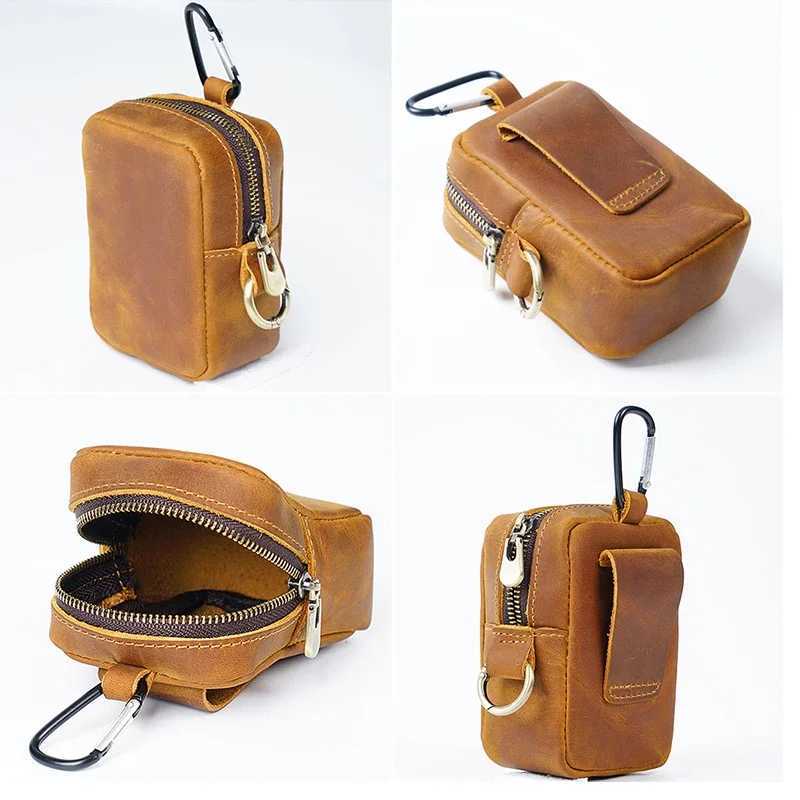 Fanny Waist Bag Men Genuine Leather Belt Waist Pack Clasp Type Leg Hip Packs for Men Cigarette Lighter Box Case Outdoor Pouch bag W250604