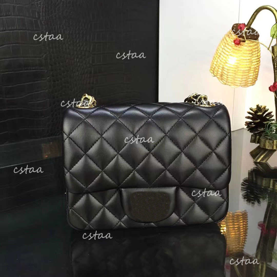 10A Top Tier Luxury Designer Shoulder Bag 17cm Mini Square Flap Bag Mirror Quality Women Real Leather Caviar Lambskin Quilted Classic Purse Gold Chain Strap