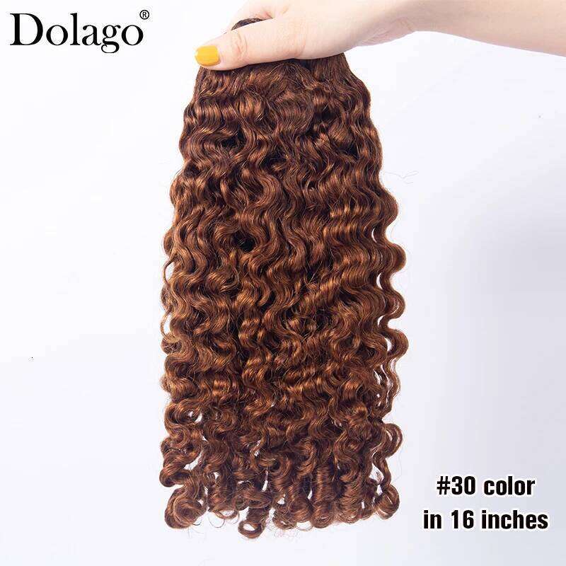 Burmese Colored Chocolate Brown Human Deep Curly Bundles Hair Extensions