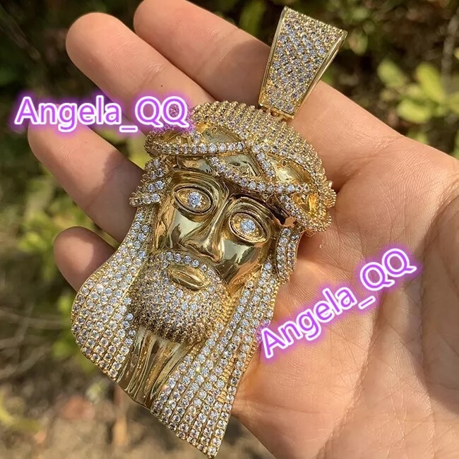 VVS Moissanite Diamond Mens 3D Jesus Face Pendant 925 Silver Iced Out Custom Charm Pendant - Religious Pendant
