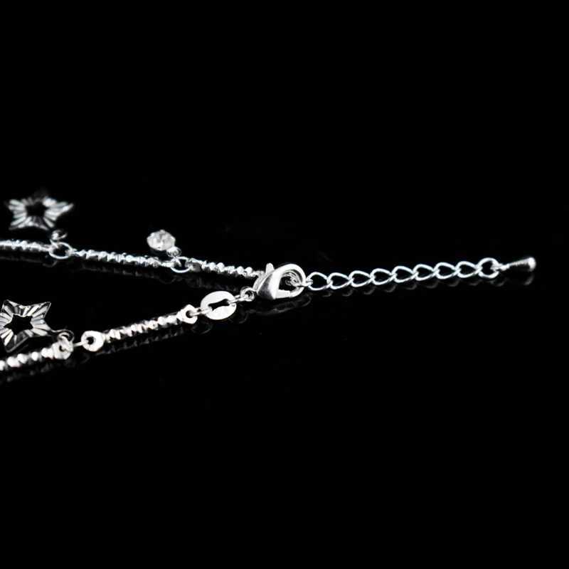 New Fashion Ladies Rhinestone Beach Silver Plated Anklet Star CZ Pendant Foot Chain Silver Color Anklets Bracelets Women Jewelry W250604