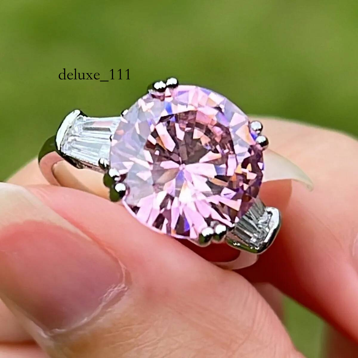 Choucong Brand Wedding Jewelry Sterling Sier Round Cut Pink Topaz CZ Dia Gemstones Party Women Eternity Engagement Bridal Ring Gift