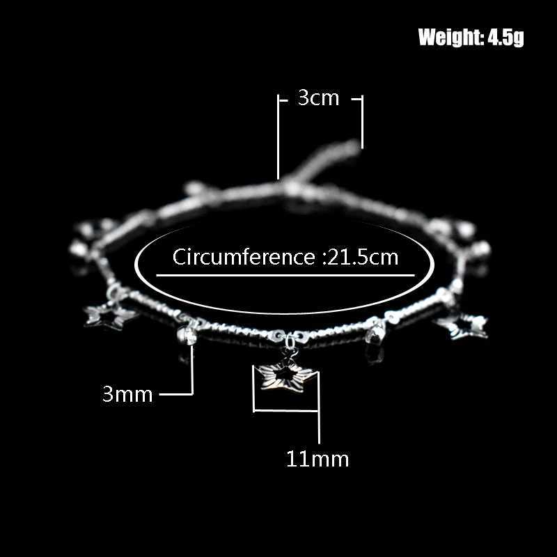 New Fashion Ladies Rhinestone Beach Silver Plated Anklet Star CZ Pendant Foot Chain Silver Color Anklets Bracelets Women Jewelry W250604