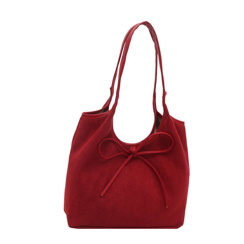 Large Capacity Casual Fashion Personality Bowknot Design Women's 2024 Suede New Commuter Underarm Shoulder Bag