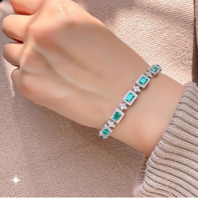 2025 Choucong Top Sell Wedding Bracelets Luxury Jewelry 18K White Gold Fill Princess Cut 5A Cubic Zircon CZ Diamond Gemstones Party Women Charm Bangle