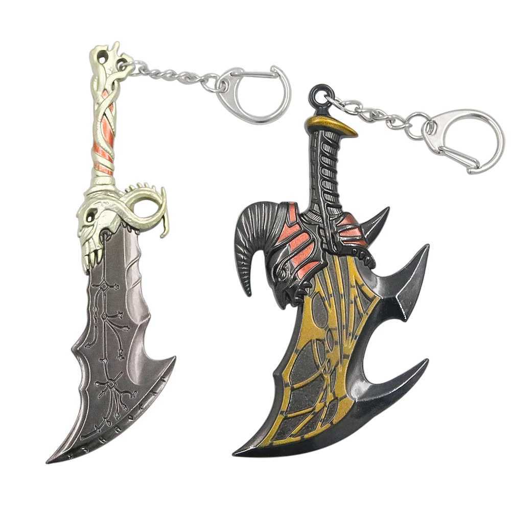 New Arrival God of War Keychain Kratos Axe Leviathan Keyring KeyChain Blades of Chaos Swords Pendant llaveros Accessories Car Keychain U250604