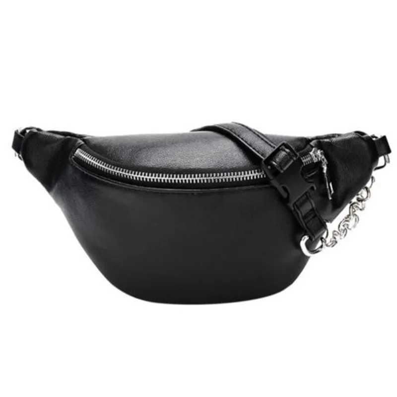 Chain Leather Waist Bag Women Fanny Pack Pu Shoulder Bags Small Purse Phone Key Pouch Large Capacity Messenger Packs W250604